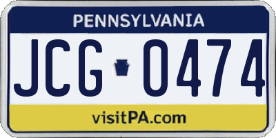PA license plate JCG0474