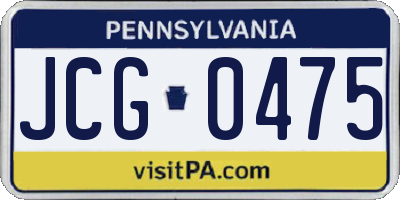 PA license plate JCG0475