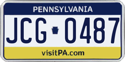 PA license plate JCG0487