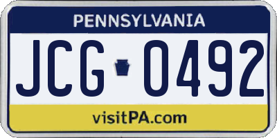PA license plate JCG0492