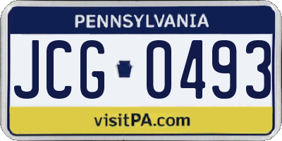 PA license plate JCG0493