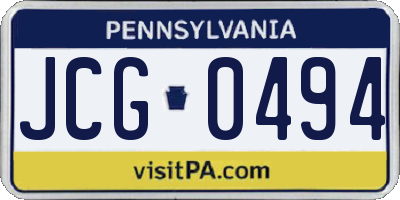 PA license plate JCG0494