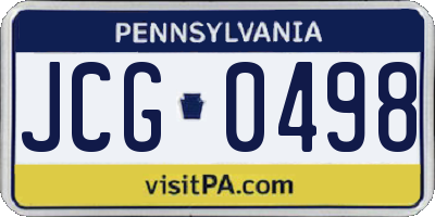 PA license plate JCG0498