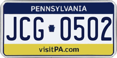 PA license plate JCG0502
