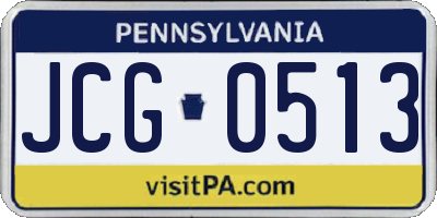 PA license plate JCG0513