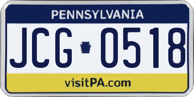 PA license plate JCG0518