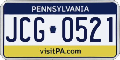 PA license plate JCG0521