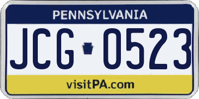 PA license plate JCG0523