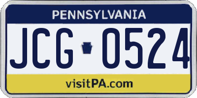 PA license plate JCG0524