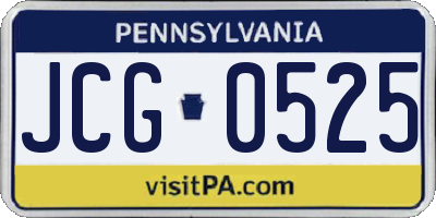 PA license plate JCG0525