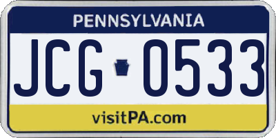 PA license plate JCG0533
