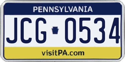 PA license plate JCG0534