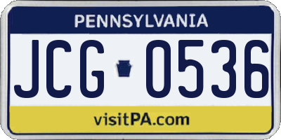 PA license plate JCG0536
