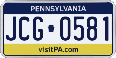 PA license plate JCG0581
