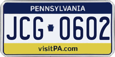 PA license plate JCG0602