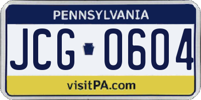 PA license plate JCG0604