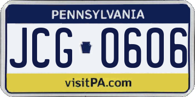 PA license plate JCG0606