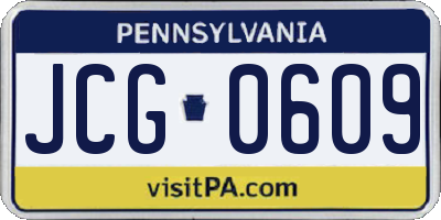 PA license plate JCG0609