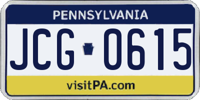 PA license plate JCG0615