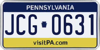 PA license plate JCG0631