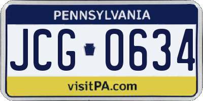 PA license plate JCG0634