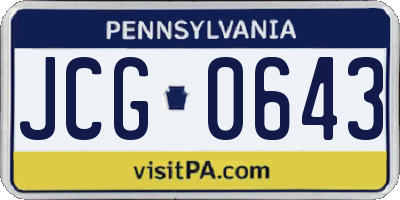 PA license plate JCG0643