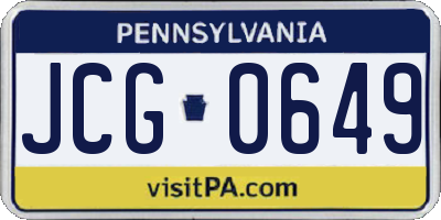 PA license plate JCG0649
