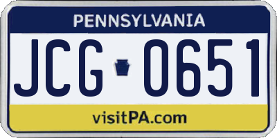 PA license plate JCG0651