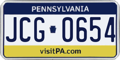 PA license plate JCG0654