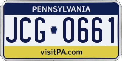 PA license plate JCG0661