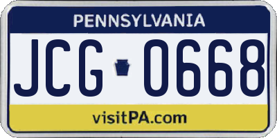 PA license plate JCG0668