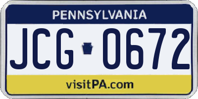 PA license plate JCG0672