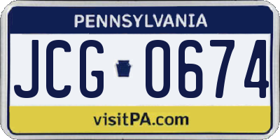 PA license plate JCG0674