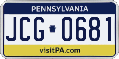 PA license plate JCG0681