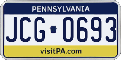 PA license plate JCG0693