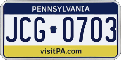 PA license plate JCG0703