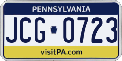 PA license plate JCG0723