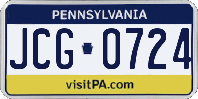 PA license plate JCG0724