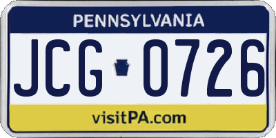 PA license plate JCG0726