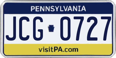 PA license plate JCG0727