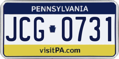 PA license plate JCG0731