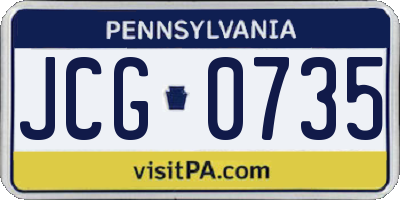 PA license plate JCG0735