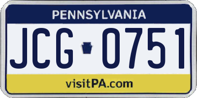 PA license plate JCG0751