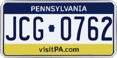 PA license plate JCG0762