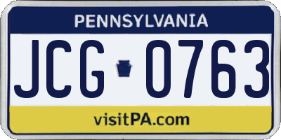 PA license plate JCG0763