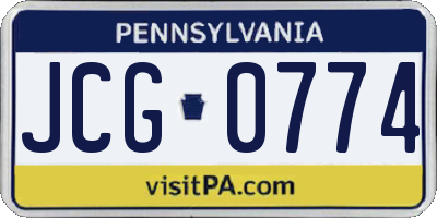 PA license plate JCG0774