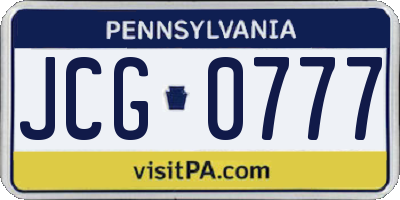 PA license plate JCG0777