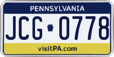 PA license plate JCG0778