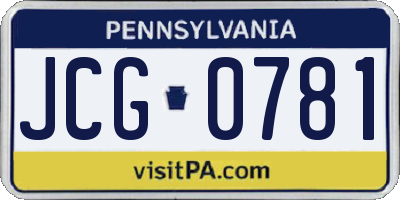 PA license plate JCG0781