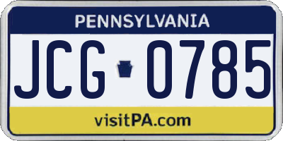 PA license plate JCG0785